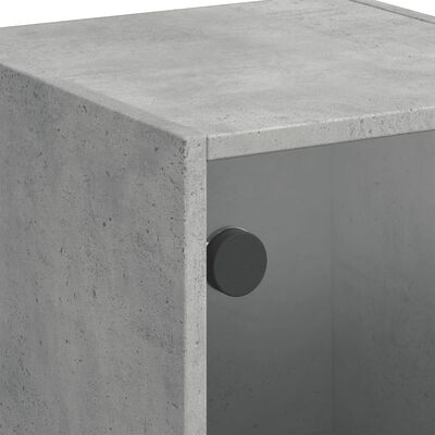 vidaXL Highboard with Glass Doors Concrete Grey 35x37x109 cm