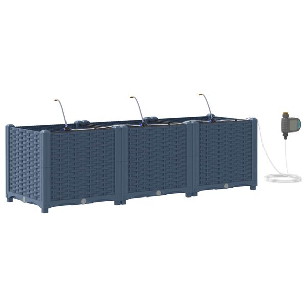 vidaXL Garden Planter 3 pcs Grey 120 x 40 x 37.5 cm Plastic