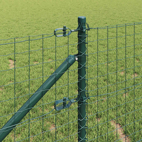 vidaXL Fence with Post Green 0.6 x 25 m Steel and PVC
