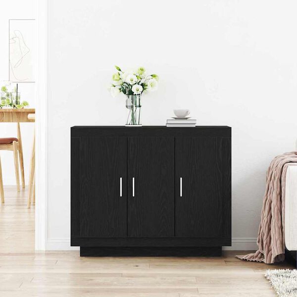 vidaXL Sideboard Black Oak 92 x 35 x 75 cm Engineered Wood