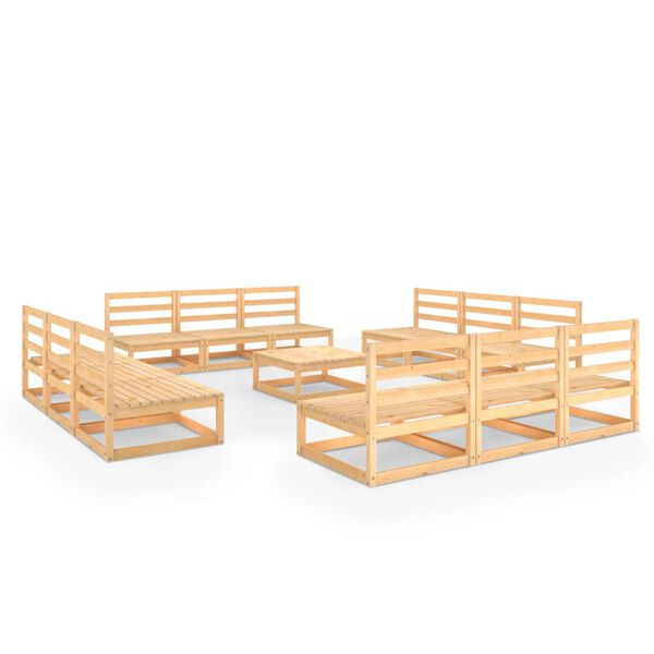 vidaXL 13 Piece Garden Lounge Set Solid Pinewood