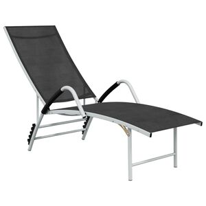 vidaXL Sun Lounger Textilene and Aluminium Black