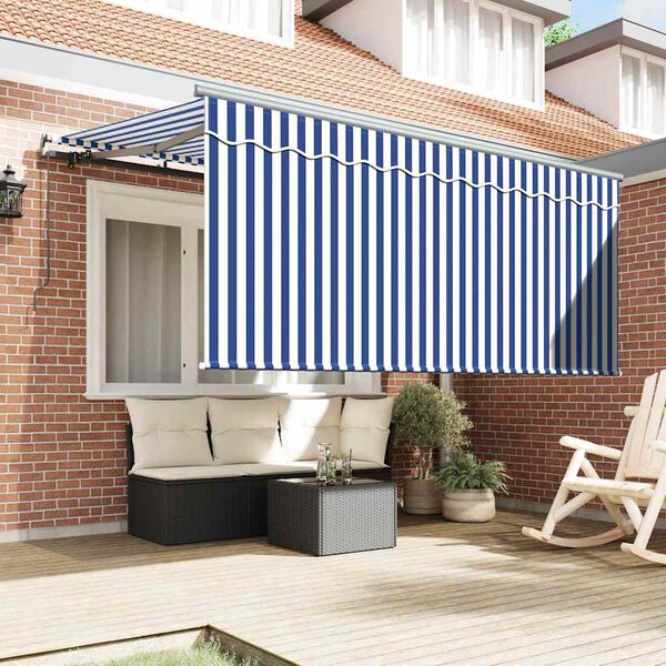 vidaXL Retractable Awning Retractable Blue and White 300 x 200 cm