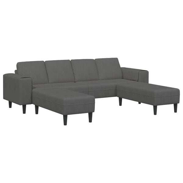 vidaXL Sofa with Cushion Dark Grey 250 x 188 x 76 cm Corduroy Fabric