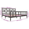 vidaXL Bed Frame without Mattress Grey Solid Wood 200x200 cm (810104+814216)