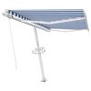 vidaXL Manual Retractable Awning with LED 350x250 cm Blue and White