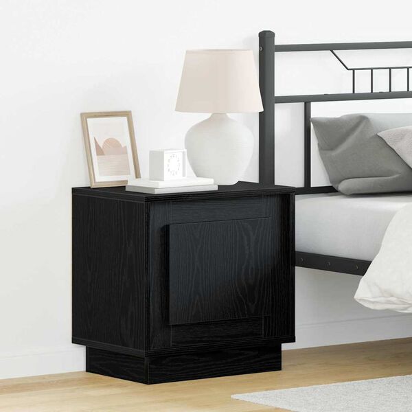 vidaXL Bedside Cabinet Black 44 x 34.5 x 45 cm Engineered Wood