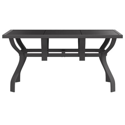 vidaXL Garden Table Grey and Black 140x70x70 cm Steel and Glass