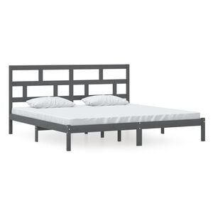 vidaXL Bed Frame without Mattress Grey Solid Wood Pine 200x200 cm