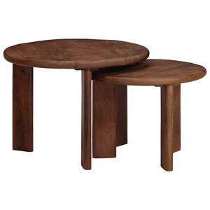 vidaXL Nesting Tables 2 pcs Dark Brown Solid Mango Wood