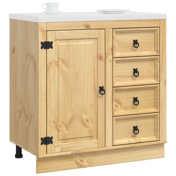 vidaXL Cabinet with Drawer Honey 80 x 46 x 81 cm Solid Pine Wood