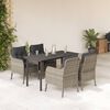 vidaXL 5 Piece Garden Dining Set with Cushions Light Grey Poly Rattan