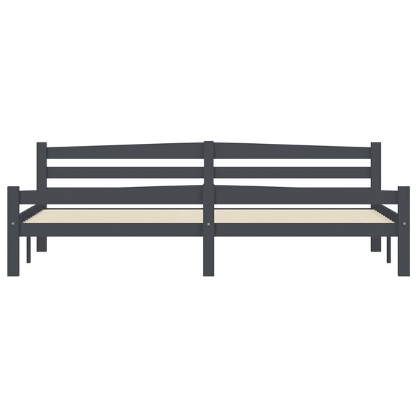 vidaXL Bed Frame without Mattress Dark Grey Solid Pinewood 200x200 cm (322095+321990)