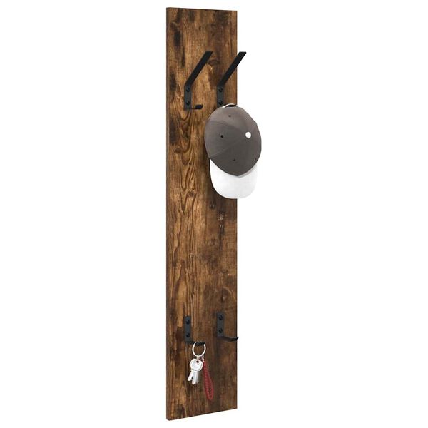 vidaXL Wall-Mounted Coat Rack Smoked oak 20 x 1.5 x 100 cm