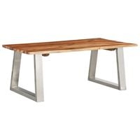 vidaXL Coffee Table 100x60x40 cm Solid Acacia Wood and Stainless Steel