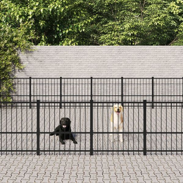 vidaXL Outdoor Dog Kennel Steel 50.81 m²