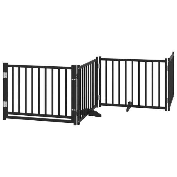vidaXL Dog Gate with Door Foldable 12 Panels Black 960 cm Poplar Wood