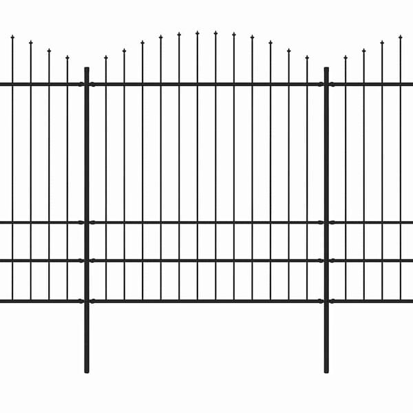 vidaXL Garden Fence with Spear Top Steel 892.5x200 cm Black