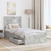 vidaXL Bed Frame with Drawer Concrete Grey 90 x 200 cm Engineered Wood