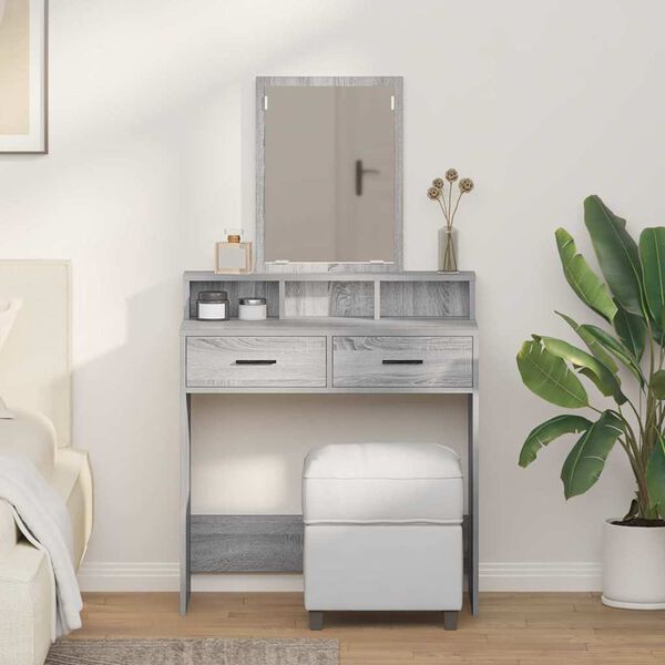 vidaXL Dressing Table Grey Sonoma 79 x 41 x 140 cm Engineered Wood