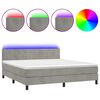 vidaXL Box Spring Bed with Mattress&LED Light Grey 180x200cm Velvet