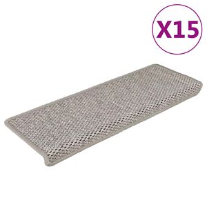 vidaXL Stair Mats Self-adhesive Sisal-Look 15 pcs 65x21x4 cm Platina