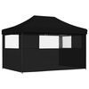 vidaXL Foldable Party Tent Pop-Up with 3 Sidewalls Black