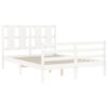 vidaXL Bed Frame without Mattress White Double Solid Wood
