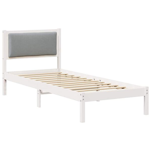 vidaXL Bed Frame with Headboard Light Grey 80 x 190 cm Solid Pine Wood