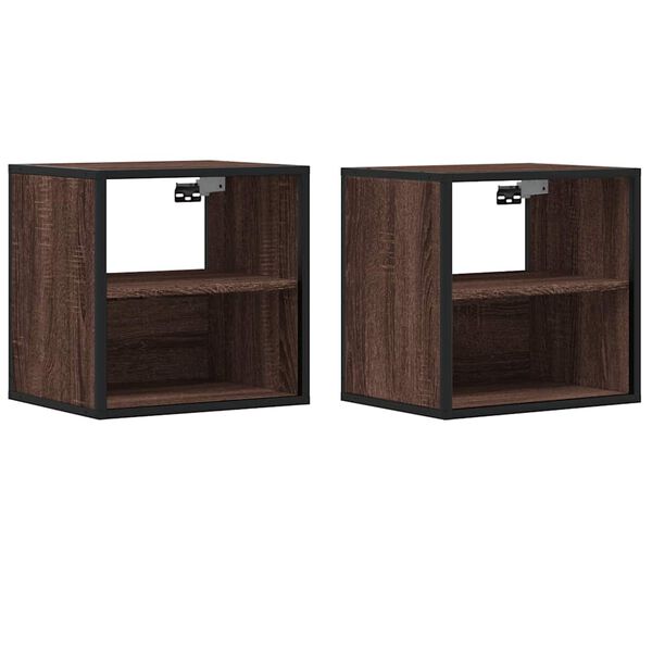 vidaXL Wall-mounted Bedside Cabinets 2 pcs Brown Oak 40x31x39.5 cm