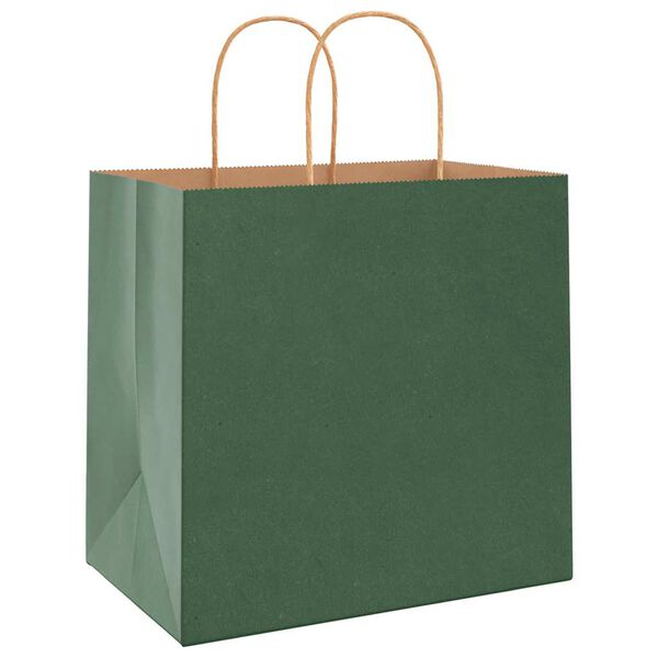 vidaXL Paper Bags 250 pcs with Handles Green 26x17x25 cm