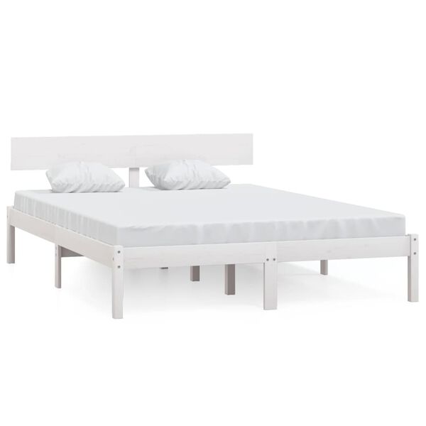 vidaXL Bed Frame without Mattress White Solid Wood 160x200 cm