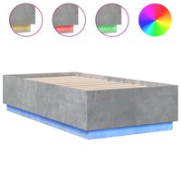 vidaXL Bed Frame with LED Lights Concrete Grey 75x190 cm Small Single Engineered Wood