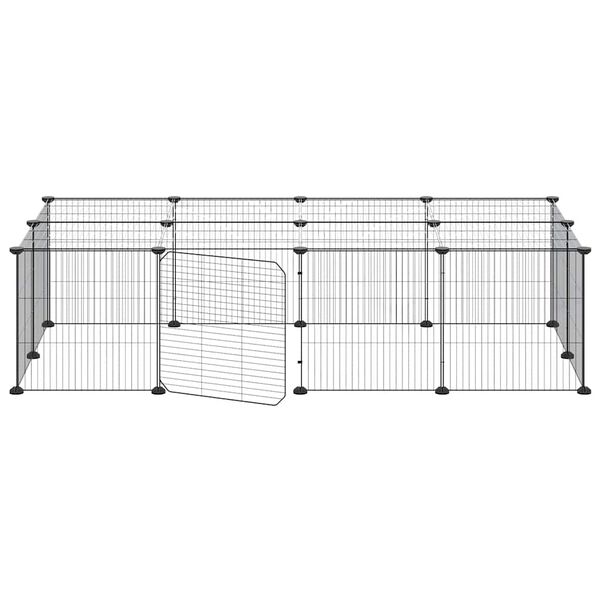 vidaXL 20-Panel Pet Cage with Door Black 35x35 cm Steel