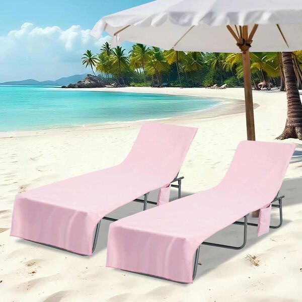 vidaXL Sunlounger Towels 2 pcs Pink 210 x 75 cm
