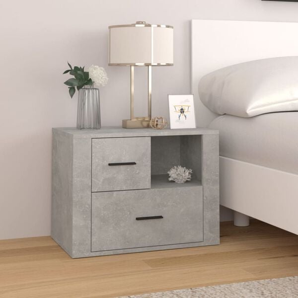 vidaXL Bedside Cabinet Concrete Grey 60x36x45 cm Engineered Wood