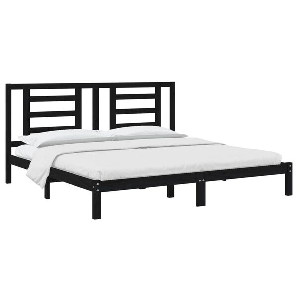 vidaXL Bed Frame without Mattress Black 200x200 cm Solid Wood Pine