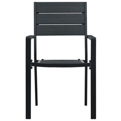 vidaXL Garden Chairs 4 pcs Black HDPE Wood Look