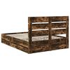 vidaXL Bed Frame with Drawer Smoked Oak 140 x 190 cm Engineer Wood