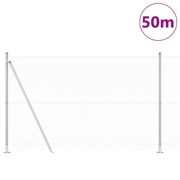 vidaXL Fence Post Silver 50 x 1.5 m (25 mm mesh) Steel