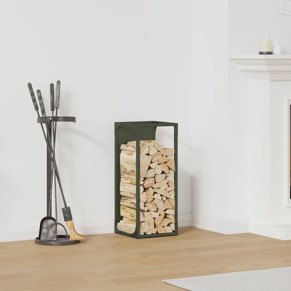 vidaXL Firewood Rack Olive Green 25x25x60 cm Cold-rolled steel