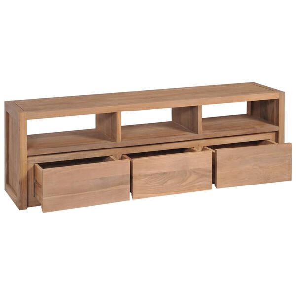 vidaXL TV Cabinet Solid Teak Wood with Natural Finish 120x30x40 cm