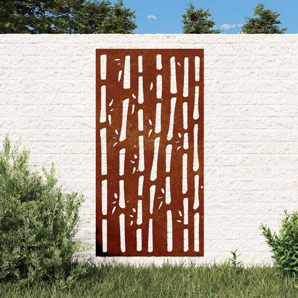 vidaXL Garden Wall Decoration 105x55 cm Corten Steel Bamboo Design