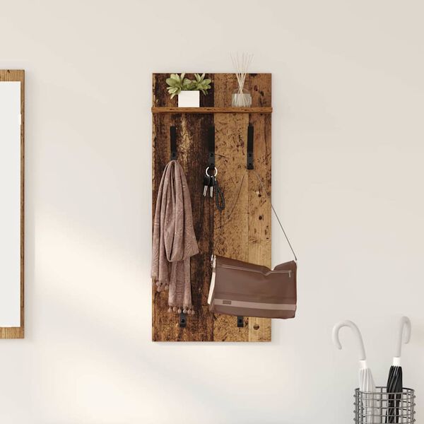 vidaXL Wall-Mounted Coat Rack Old Wood 40 x 10 x 90 cm Engineered wood