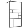 vidaXL Walk-in Shower Wall with Shelf Black 90x195 cm ESG Glass&Aluminium