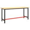 vidaXL Work Bench Frame Matte Black and Matte Red 170x50x79 cm Metal