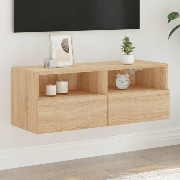 vidaXL TV Wall Cabinet Sonoma Oak 80x30x30 cm Engineered Wood