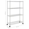 vidaXL 4-Tier Storage Shelf with Wheels 90x35x142 cm Chrome 200 kg
