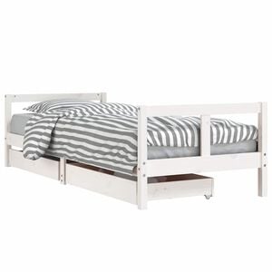 vidaXL Kids Bed Frame with Drawers White 80x200 cm Solid Wood Pine