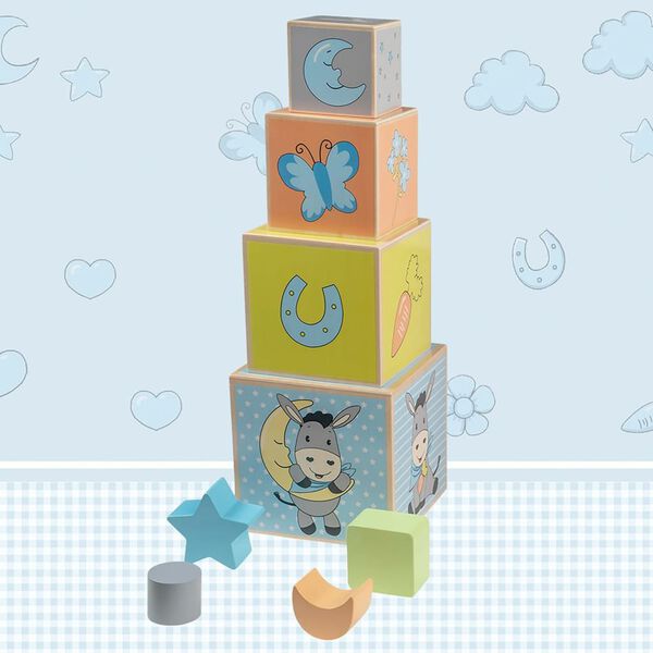 Happy People Wooden Stacking Blocks Donkey Orange/Yellow/Blue